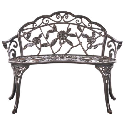 Banc de jardin PIURA 88 cm Métal Marron foncé