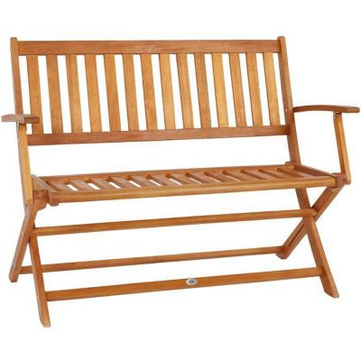 Banc de Jardin Pliable 2 Places en Eucalyptus pour Terrasse et Balcon