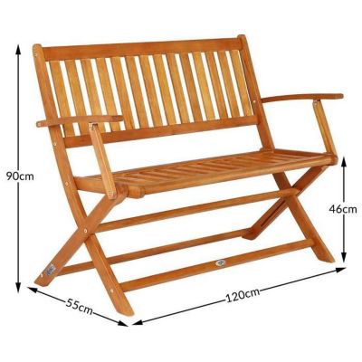 Banc de Jardin Pliable 2 Places en Eucalyptus pour Terrasse et Balcon