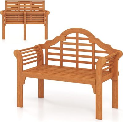 Banc de Jardin Pliable en Bois, avec Dossier Incliné et Accoudoirs Ergonomique, Charge 360 KG, 123X54X96 CM (Acacia, 1)