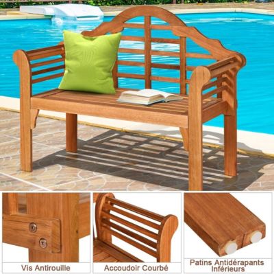 Banc de Jardin Pliable en Bois, avec Dossier Incliné et Accoudoirs Ergonomique, Charge 360 KG, 123X54X96 CM (Acacia, 1)