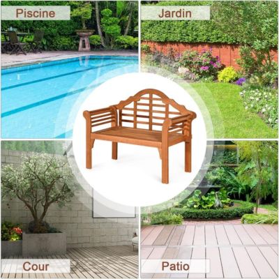 Banc de Jardin Pliable en Bois, avec Dossier Incliné et Accoudoirs Ergonomique, Charge 360 KG, 123X54X96 CM (Acacia, 1)
