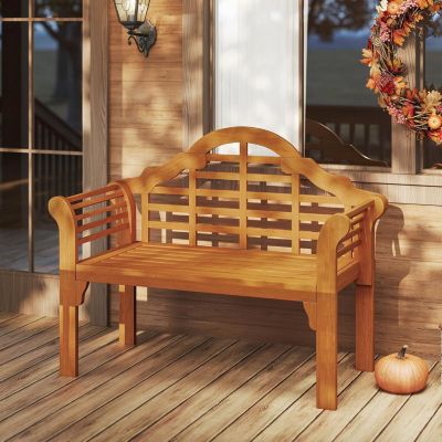 Banc de Jardin Pliable en Bois, avec Dossier Incliné et Accoudoirs Ergonomique, Charge 360 KG, 123X54X96 CM (Acacia, 1)