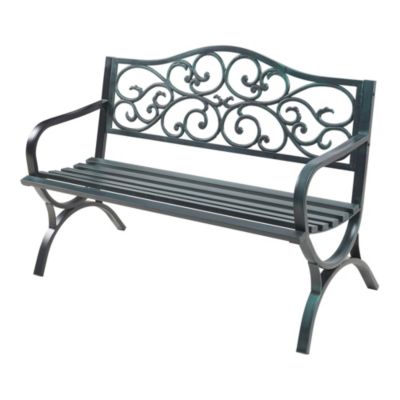 Banc de jardin Utav 127 x 53 x 79 cm acier gris foncé avec patine verte casa.pro