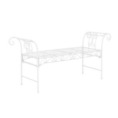 Banc De Jardin Vintage Meuble Design Solide Pour Usage Extérieur Métal 70 X 147 X 46 Cm Blanc en.casa