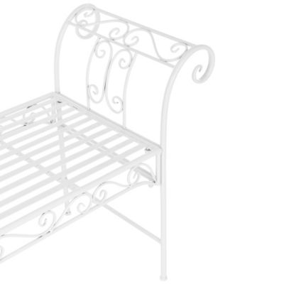 Banc De Jardin Vintage Meuble Design Solide Pour Usage Extérieur Métal 70 X 147 X 46 Cm Blanc en.casa
