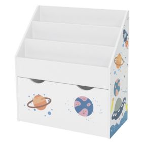 Banc de livres 3 compartiments sur roulettes étagère jouets chambre enfant