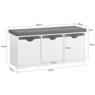 Banc de Rangement avec 3 Cubes et Coussin Rembourré, FSR30-W, SoBuy