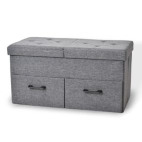 Banc de Rangement avec coffre et tiroirs 2 places 77x40x38cm