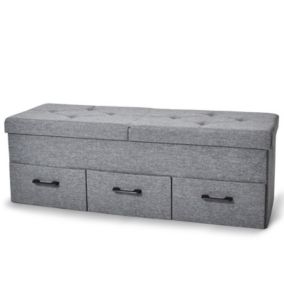 Banc de Rangement avec coffre et tiroirs 3 places 110x36x40cm