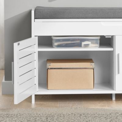 SoBuy FSR66-SCH Banc De Rangement Avec Coussin Rembourré, 2 Tiroirs Et
