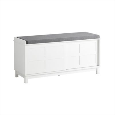 Banc de Rangement avec Coussin Rembourré et 2 Porte Coulissantes, FSR86-W, SoBuy