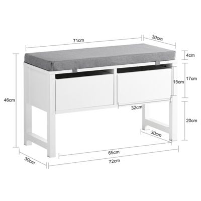 Banc de Rangement avec Coussin Rembourré et 2 Tiroirs, FSR88-W, SoBuy