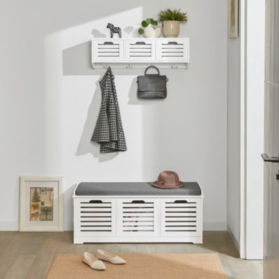 Banc de Rangement avec coussin rembourré et 3 cubes, Meuble d'Entrée, FSR23-W, SoBuy