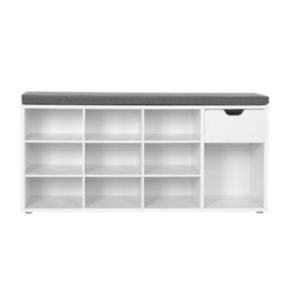 Banc de rangement chaussures blanc 10 niches 1 tiroir