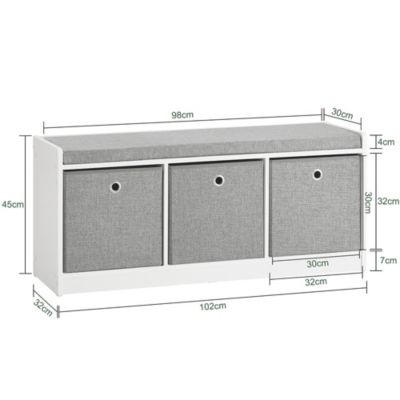 Banc de Rangement Meuble d'Entrée 3 Paniers, FSR65-DG, SoBuy