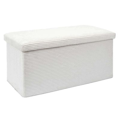Banc de rangement pliable en velours côtelé Beige, L. 76 x l. 38 x H. 38 cm, SCOTT