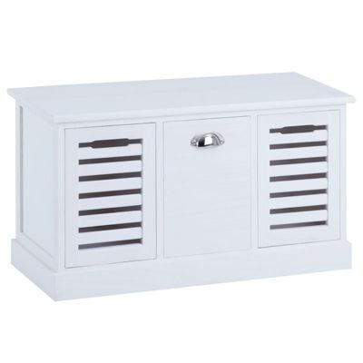 Banc de rangement TRIENT, 3 caisses, blanc