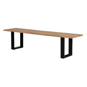 Banc en bois d'acacia et métal coloris naturel et noir