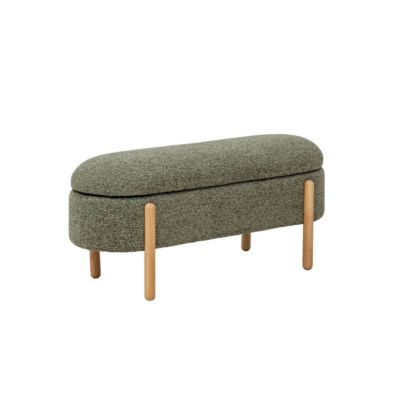 Banc en bois de pin et tissu bouclette  vert Nério