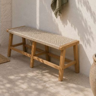 Banc en bois de teck 120 cm - banc de table ou d'entrée, patio, véranda