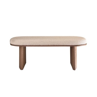 Banc en bois massif et tissu bouclette 120 cm