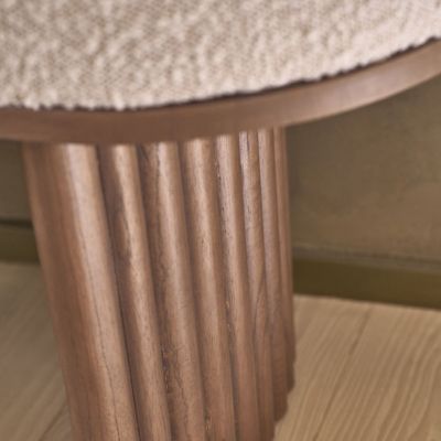 Banc en bois massif et tissu bouclette 120 cm