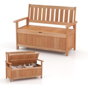 Banc en Bois pour 2 Personnes 2 en 1 Banc avec Rangement de 120L Charge 180KG Jardin Terrasse Porche Arrière-Cour