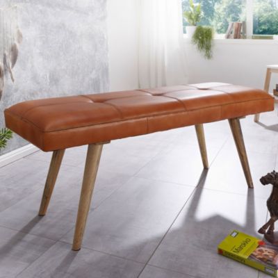 Banc en cuir 117 cm Bois Massif Rembourré Banc Banquette salle manger FineBuy