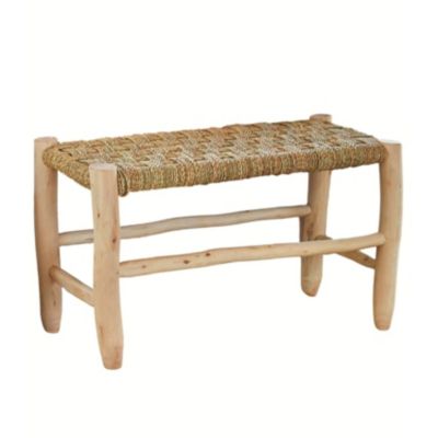 Banc Marocain Doum tressage damier (60 cm - Naturel)
