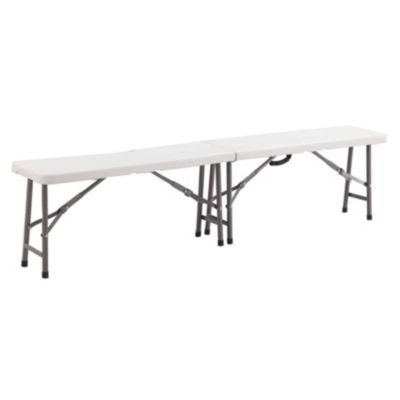 Banc pliant extérieur Chanibeau (183x28x44 cm - Blanc)