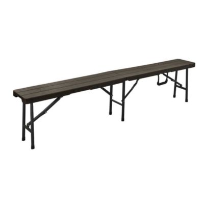 Banc pliant imitation bois 180 CM marron et gris