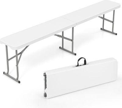 Banc Pliant Jardin en HEPE 182 cm, Poignée de Transport, Etanche, pour Camping, Barbecues,182 x 27,5 x 43 cm,Charge 300KG