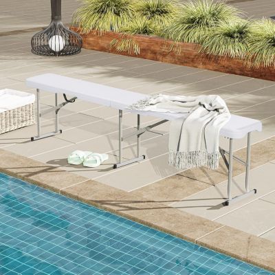 Banc Pliant Jardin en HEPE 182 cm, Poignée de Transport, Etanche, pour Camping, Barbecues,182 x 27,5 x 43 cm,Charge 300KG