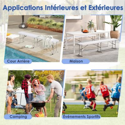 Banc Pliant Jardin en HEPE 182 cm, Poignée de Transport, Etanche, pour Camping, Barbecues,182 x 27,5 x 43 cm,Charge 300KG