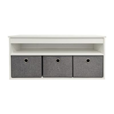 Banc range chaussures en bois blanc avec 3 casiers Box & Beyond