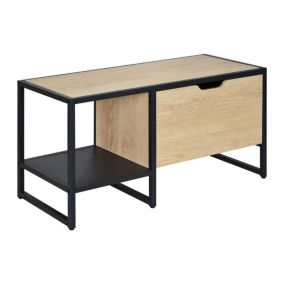 Banc range chaussures en métal noir et bois avec rangement l. 90 cm Homesight Wilko