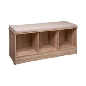 Banc Rangement 3 Cases effet bois naturel L 105 cm