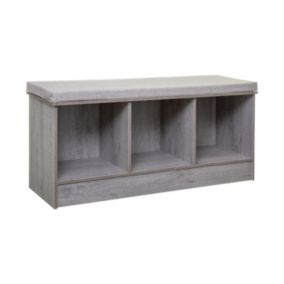 Banc Rangement 3 Cases effet chêne gris L 105 cm