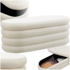 Banc rembourré ALTU avec espace de rangement 2 grands compartiments de rangement en velours ou bouclé