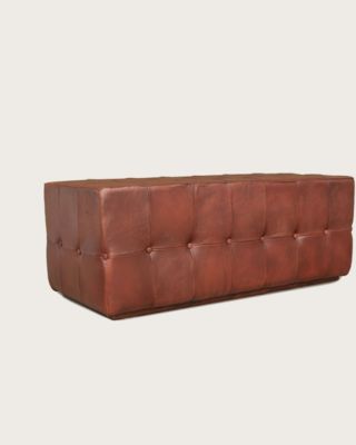 Banc rembourré en cuir marron capitonné - Uniqka