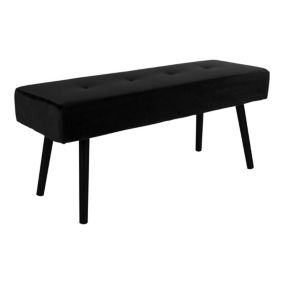 Banc Skiby en Velours Noir avec Pieds Noirs - Dimensions 100x35x44 cm, Modèle HN1207