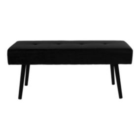 Banc Skiby, Noir, Velours, 35x100x44 cm, EPIKASA