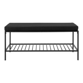 Banc Vita avec Coussin et Étagère Noir - 100x36x48,5 cm pour un Confort Élégant