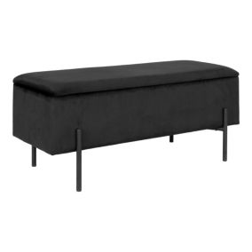 Banc Watford en Velours Noir avec Rangement Pratique - 95x36,5x43 cm HN1207