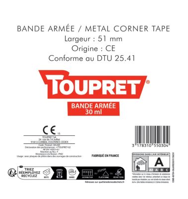 Bande à joint armée 5cm x 30m Toupret