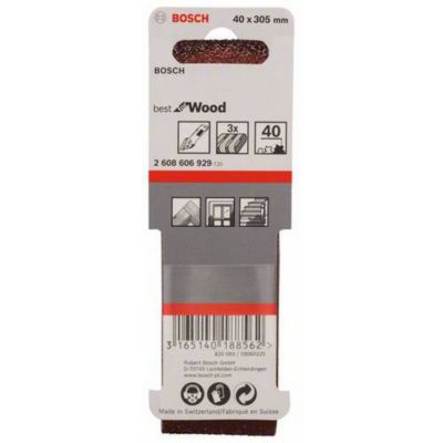 Bande abrasive 3 pcs 40 x 305 mm grain 40 pour ponceuse à bande 2608606929