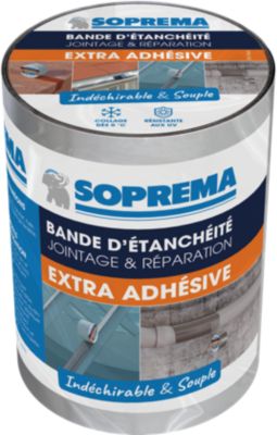 Bande d'étanchéité Extra Adhésive Soprema aluminium 15cm x 5m, ép. 0.6mm