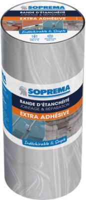 Bande d'étanchéité Extra Adhésive Soprema aluminium 30cm x 10m, ép. 1mm