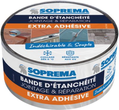 Bande d'étanchéité Extra Adhésive Soprema aluminium 5cm x 5m, ép. 0.6mm